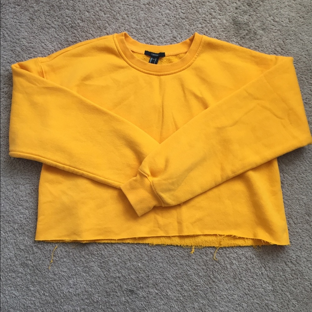 Highlighter yellow crop top sweatshirt